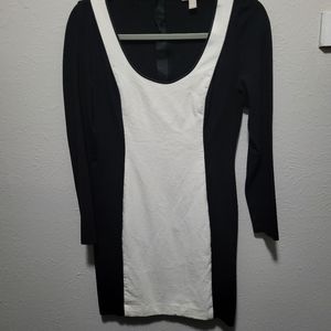 Black and white block dress